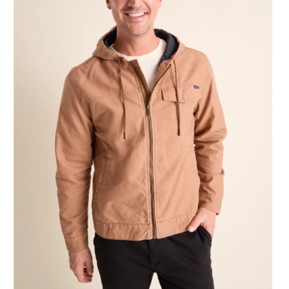 New CHUBBIES Men's Brown The Harvester Heavyweight Canvas Hooded Jacket 2XL